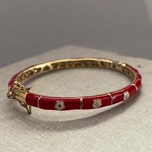 Little Miss Twin Stars Girls Red Enamel Bracelet